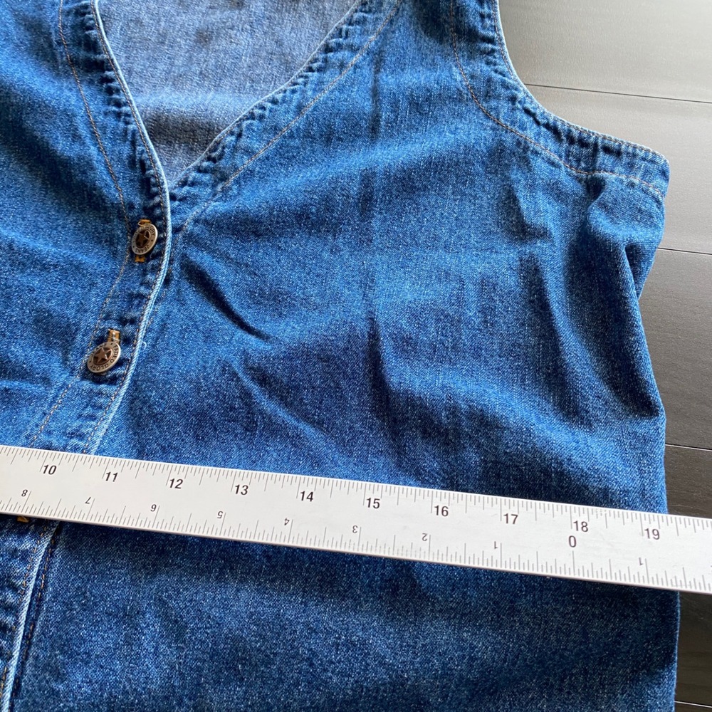Faded Glory Vintage Denim Jumper Dress Large Blue Cotton Button Front 90s y2k - Picture 8 of 9